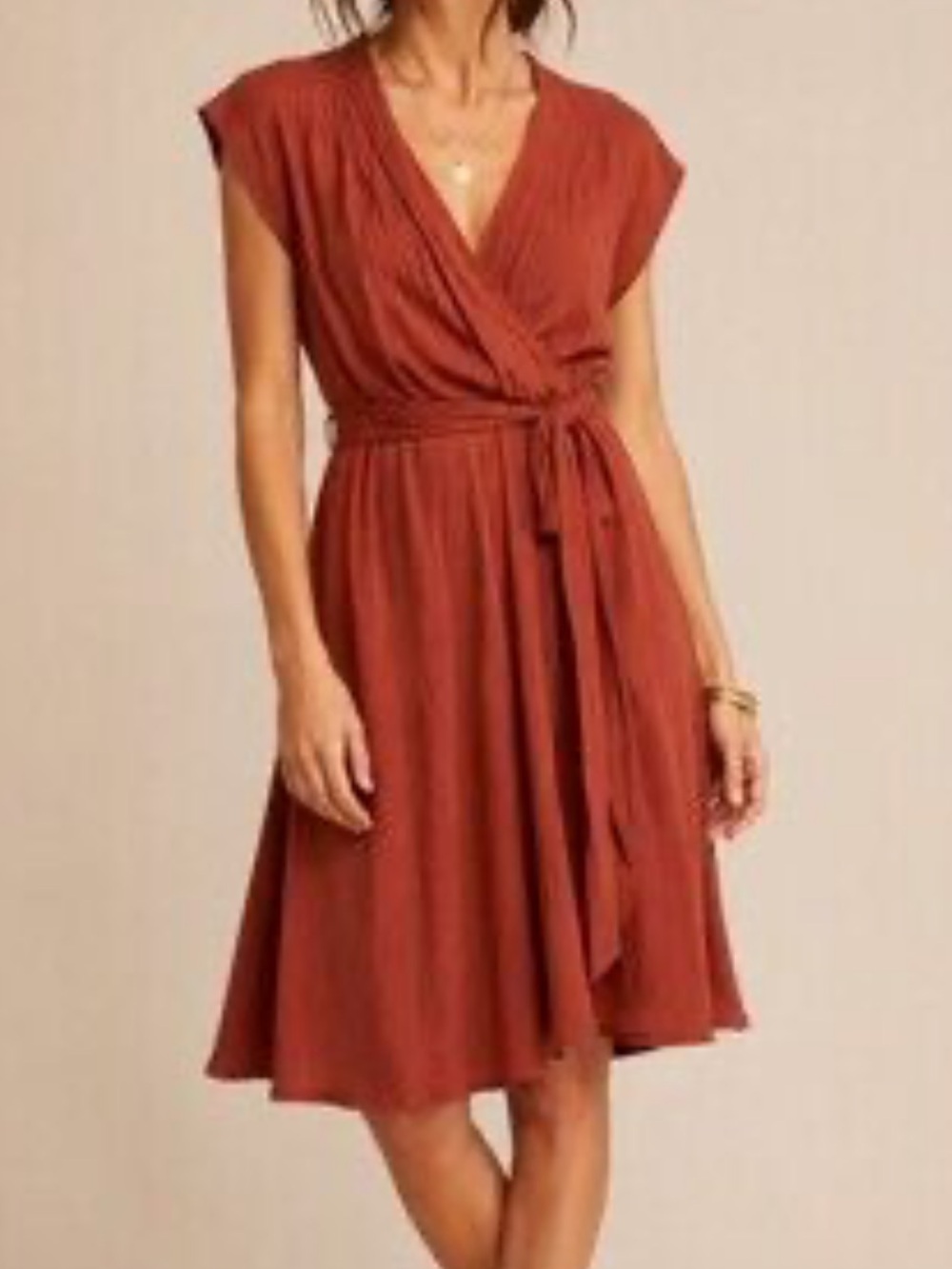 Anthropologie Maeve Noronha Wrap Midi Dress Rust Orange Size S